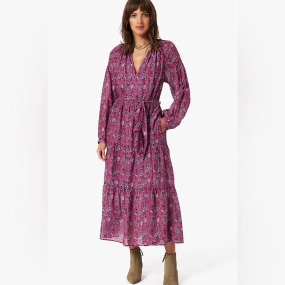 XiRENA Annieka Long Sleeve Maxi Dress in Wild Rose Pink/Maroon - Picture 3 of 5